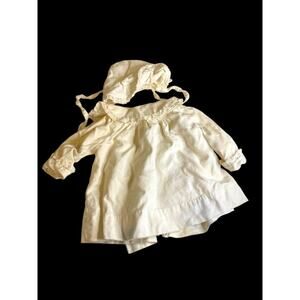 Infant Dress and Bonnet Vintage Breman and Tanner Ivory Lace Trim